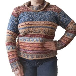 David Brooks Knit Sweater | Large | Boho Chic | Linen & Silk Blend